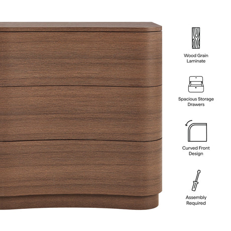 Mirae 3-Drawer Curved Compact Dresser by Modway HouseOfZazla