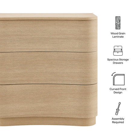 Mirae 3-Drawer Curved Compact Dresser by Modway HouseOfZazla