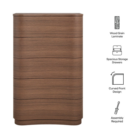 Mirae 5-Drawer Curved Dresser Chest by Modway HouseOfZazla