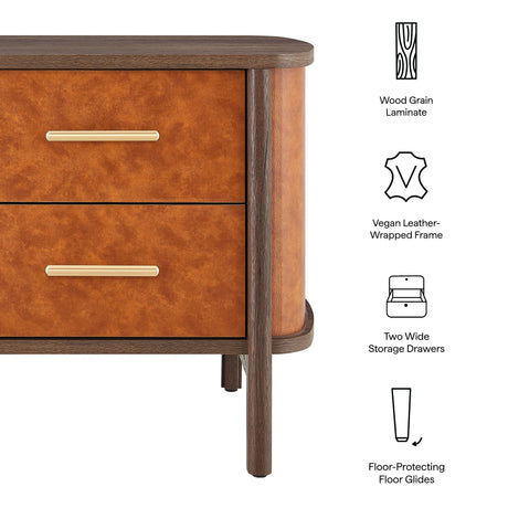Coralie 2-Drawer Curved Vegan Leather Nightstand by Modway HouseOfZazla