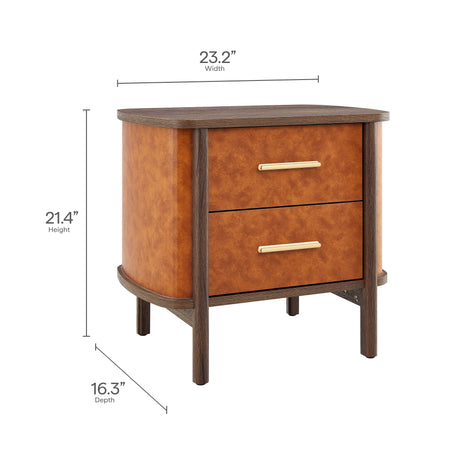 Coralie 2-Drawer Curved Vegan Leather Nightstand by Modway HouseOfZazla