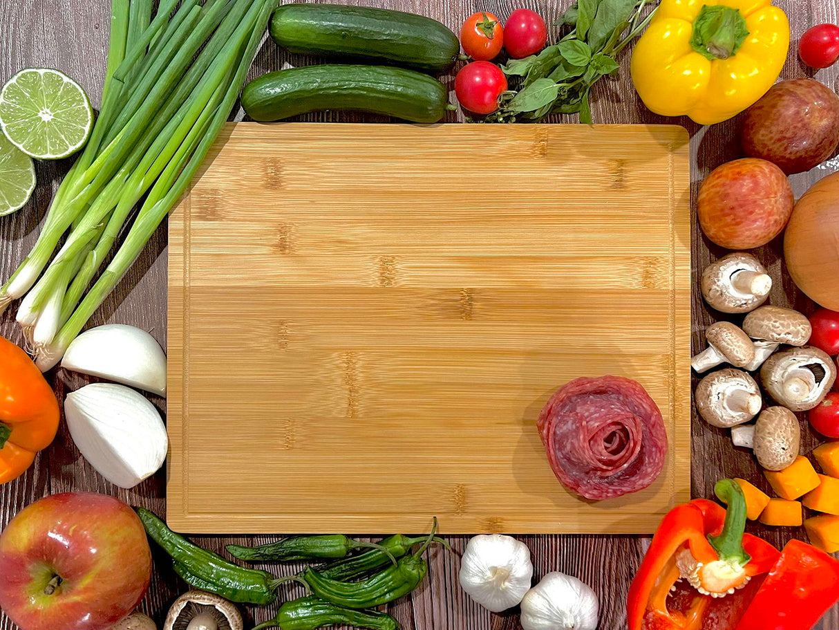 (Set of 10) 14"X11" Thick Sturdy Bulk Plain Bamboo Serving Tray, Chopping Board with Juice Groove for Customized, Personalized Engraving Purpose Invisioncorp
