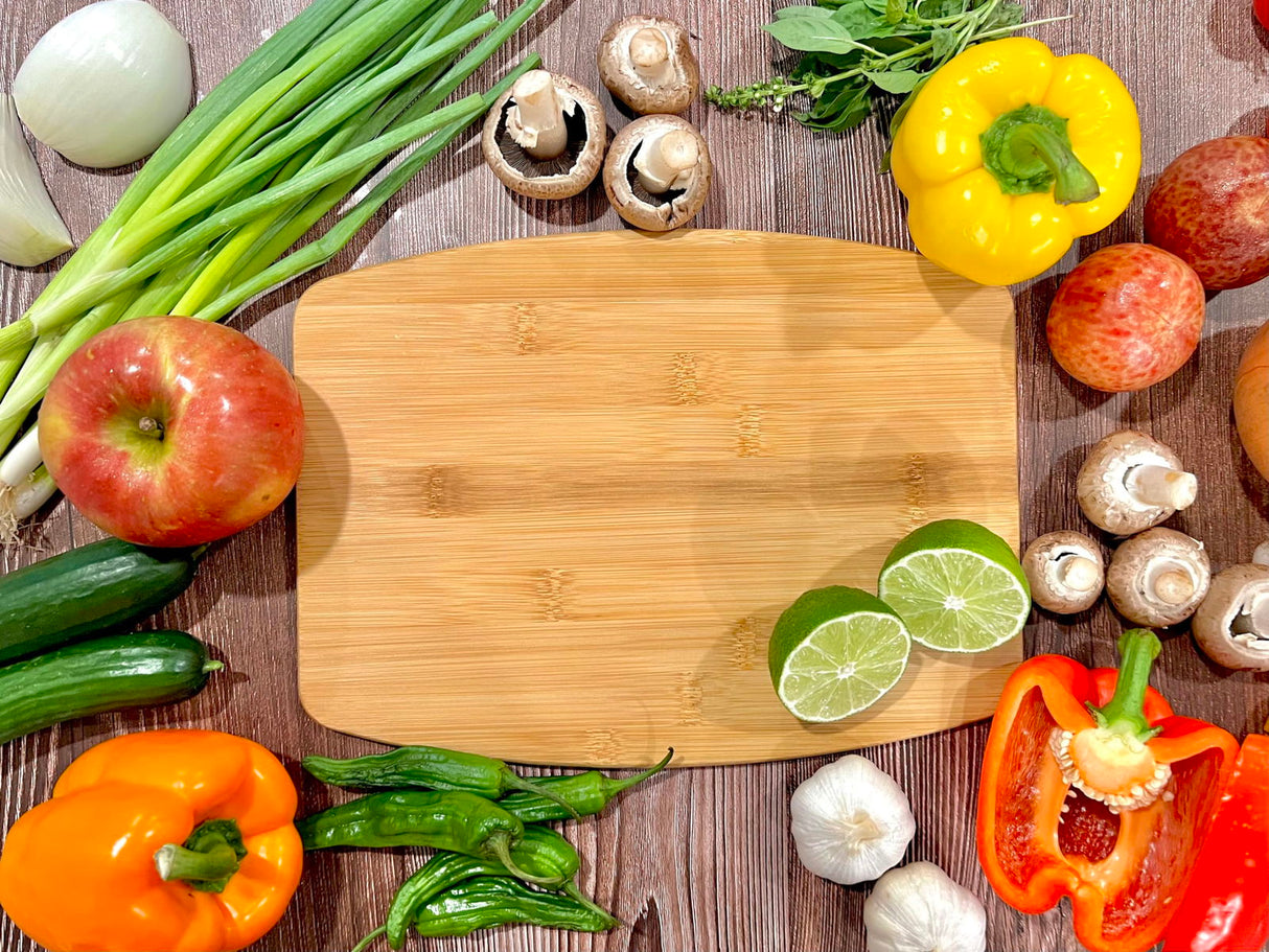 (Set of 12) 12"X9" Round Edge Bulk Plain Bamboo Serving Cutting Boards for Customized, Personalized Engraving Purpose (Without Handle) Invisioncorp