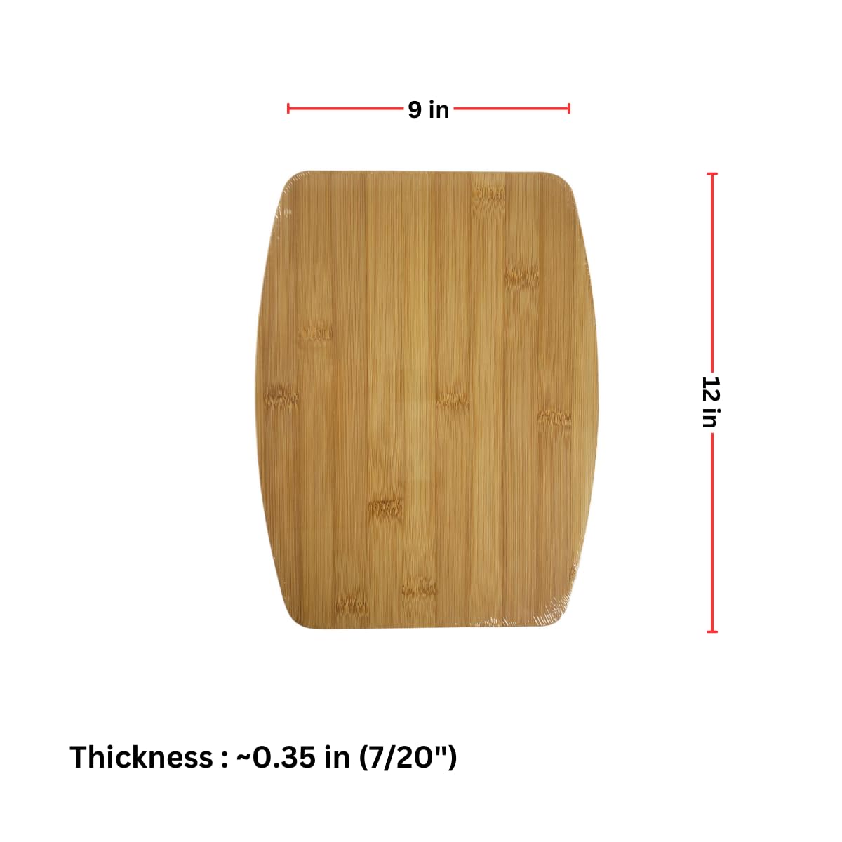 (Set of 12) 12"X9" Round Edge Bulk Plain Bamboo Serving Cutting Boards for Customized, Personalized Engraving Purpose (Without Handle) Invisioncorp
