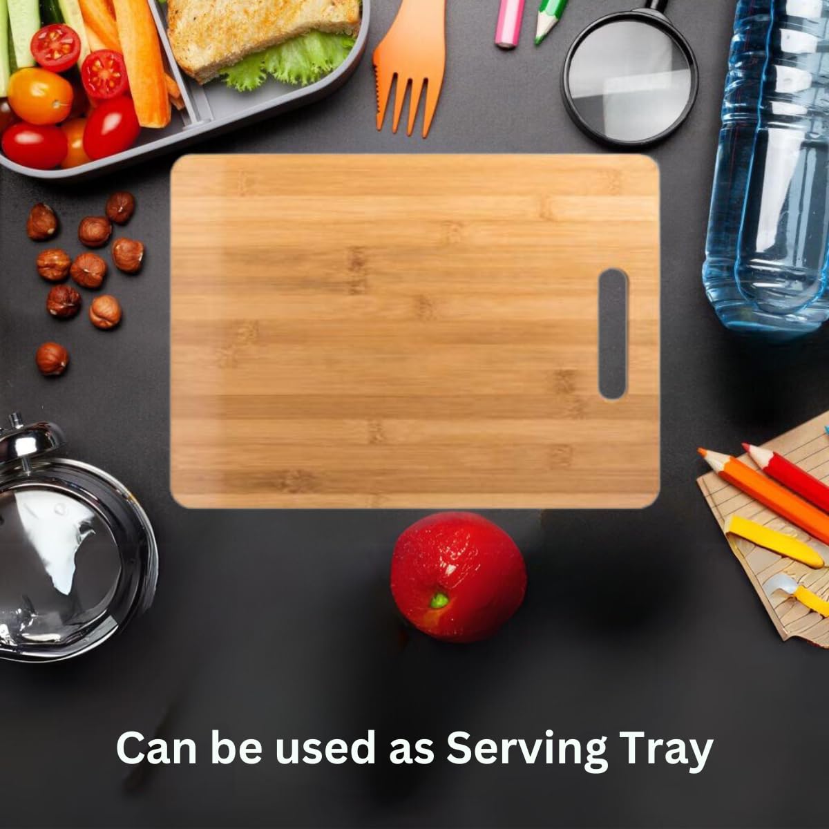 (Set of 12) 15"X11" Bulk Wholesale Plain Bamboo Charcuterie, Serving Tray, Chopping, Cutting Board for Customized, Personalized Engraving Gift Purpose (With Handle) Invisioncorp