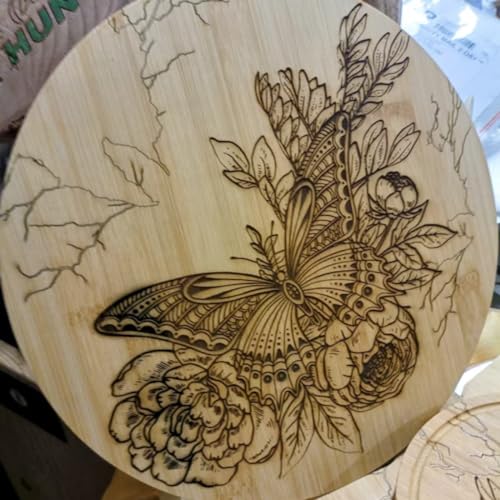 (Set of 6) 15" Round Bulk Plain Bamboo Cheese, Pizza Cutting Serving Board for Customized, Personalized Engraving Purpose, Wholesale Premium Bamboo Board Invisioncorp