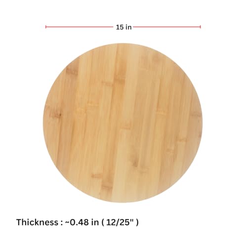 (Set of 6) 15" Round Bulk Plain Bamboo Cheese, Pizza Cutting Serving Board for Customized, Personalized Engraving Purpose, Wholesale Premium Bamboo Board Invisioncorp