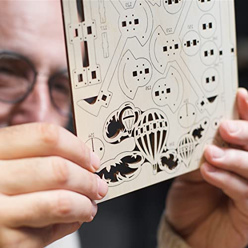 *UGEARS Aero Clock 3D Wooden 300+ pcs Puzzles for Adults Idea 3D Puzzle Clock to Build DIY Wooden Puzzle Mechanical Clock Kit - Wall Clock with UGEARS