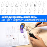(WEP 939D-V Wood Burning Kit 250-750℃/482-1382℉Adjustable Wood Burning Tool with Detachable Pen, 20 Wood burner Tips, WoodBurning Pen Holder Suitable WEP