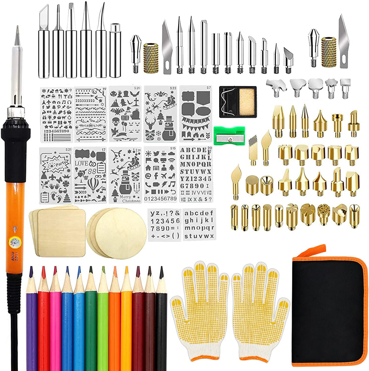 (Wood Burning Kit, 110 Pieces Wood Burning Tool with Adjustable Temperature 200~420°C, Professional Wood Burner Pen for Embossing Carving Soldering PETUOL