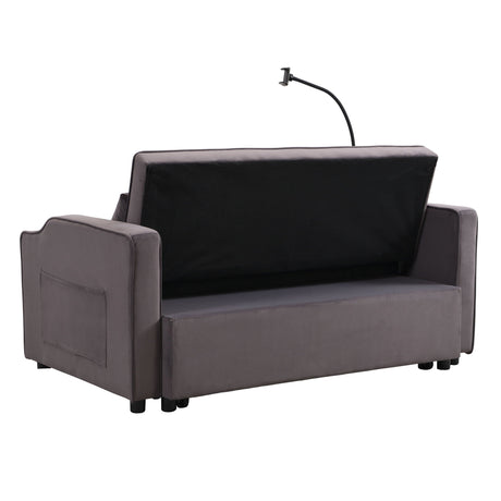 Modern Loveseat Futon Sofa With Pullout Bed, Adjustable Reclining Backrest, Toss Pillows HouseOfZazla