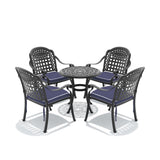 5-Piece Cast Aluminum Patio Furniture Set with Cushions