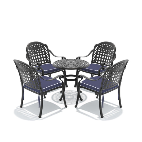 5-Piece Cast Aluminum Patio Furniture Set with Cushions HouseOfZazla