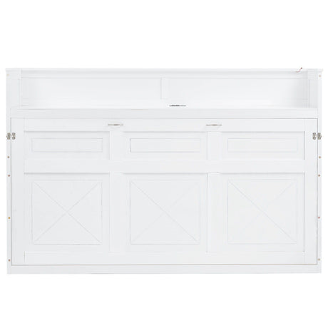 Murphy Bed With Desk, LED Light And USB Charging Station HouseOfZazla