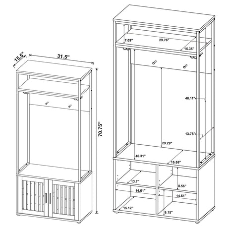 Flora - 2 Door Coat Rack Hall Tree Storage Bench And Multi Functional Storage - Natural HouseOfZazla