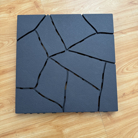 Stone Style Patio Deck Tiles For Porch (Set of 44) - Gray HouseOfZazla
