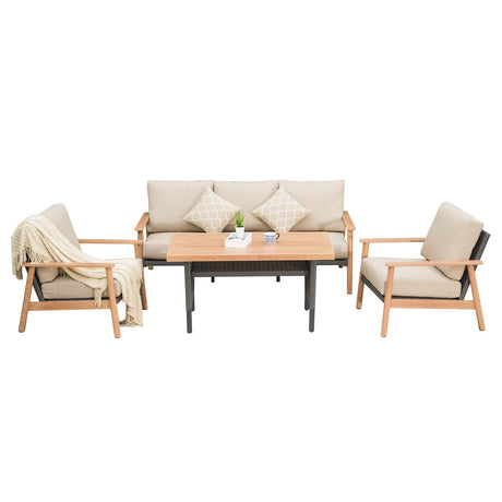 Outdoor Wicker Patio Furniture Sets 4 Pieces HouseOfZazla
