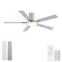 Flush Mount Ceiling Fans With LED Light And Remote Control, 5 Blades HouseOfZazla