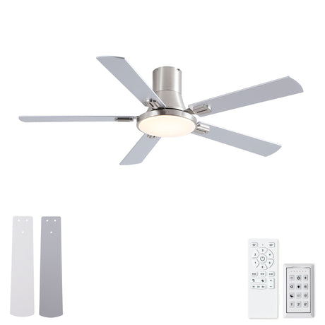 Flush Mount Ceiling Fans With LED Light And Remote Control, 5 Blades HouseOfZazla