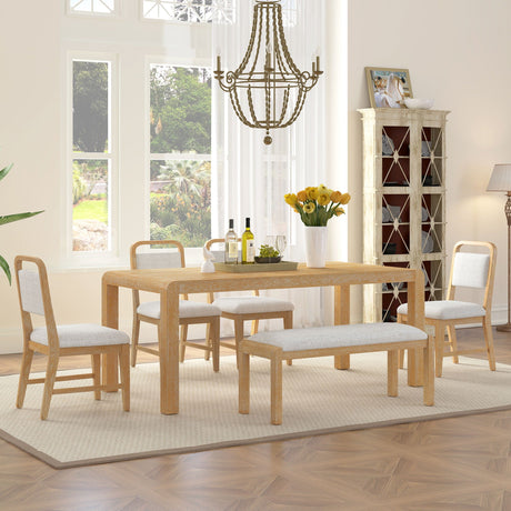 Extendable Dining Table Set With 4 Upholstered Chairs And 1 Bench HouseOfZazla