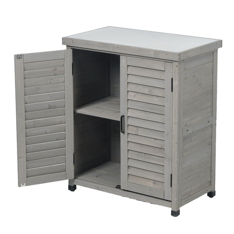 Potting Bench With Storage Cabinet And Metal Table Top For Outdoor HouseOfZazla