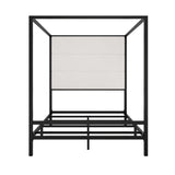 Canopy Bed With Tall Upholstered Headboard, 4 Poster Frame