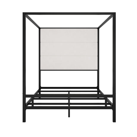 Canopy Bed With Tall Upholstered Headboard, 4 Poster Frame HouseOfZazla