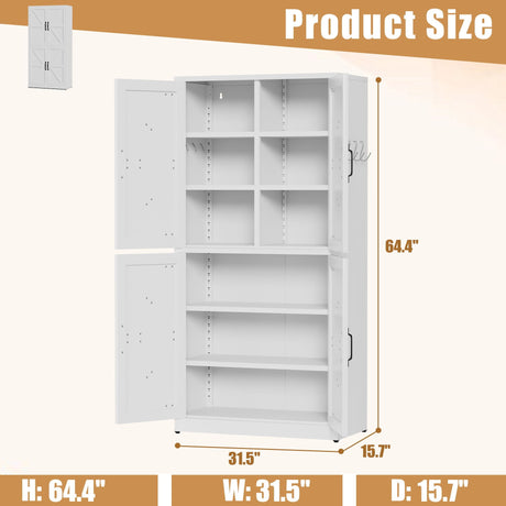 Kitchen Pantry Cabinet With Adjustable Shelves, Heavy Duty Storage - White HouseOfZazla