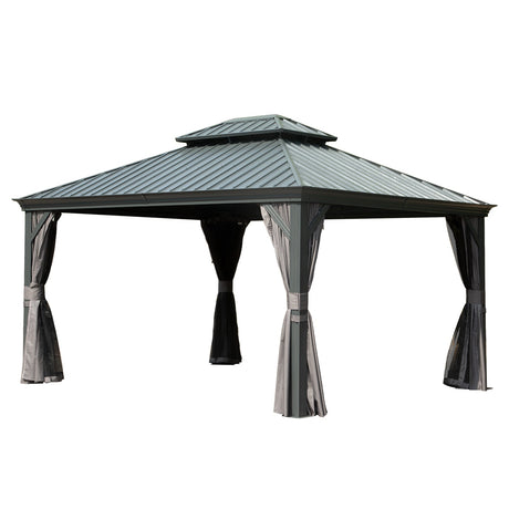 10' x 14' Hardtop Gazebo with Galvanized Steel Double Roof HouseOfZazla