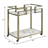 Neilo Clear Glass Faux Marble Top Serving Cart