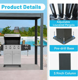 8x5 Ft Grill Louvered Pergola for Outdoor Grill