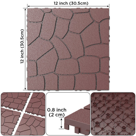 New Stone Texture 12" Patio Deck Tiles, 44pcs HouseOfZazla