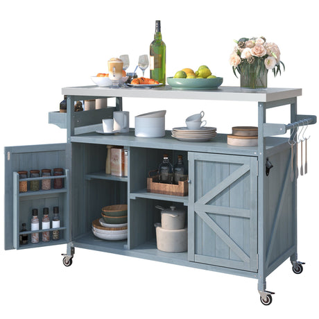 K&K Outdoor Kitchen Island, Rolling Bar Cart & Storage Cabinet HouseOfZazla