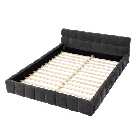Modern Platform Bed Frame With Thick Fabric HouseOfZazla
