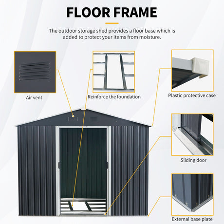Outdoor Metal Storage Shed With Floor Base HouseOfZazla