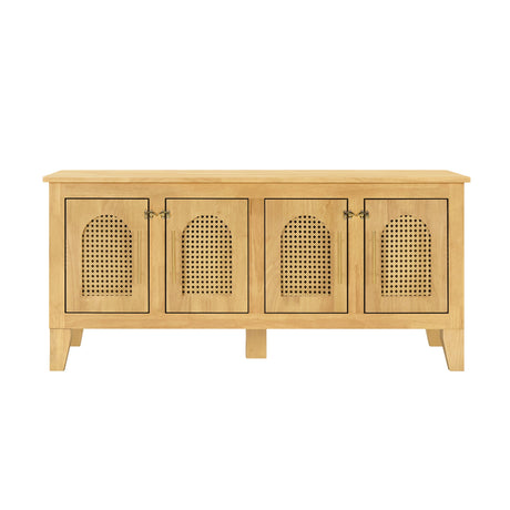 Lars Indoor Rattan Decorated Rubber Wood Dog Crate Cabinet HouseOfZazla