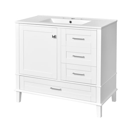 Bathroom Vanity, Modern Bathroom Cabinet With Sink Combo Set, Bathroom Storage Cabinet With A Soft Closing Door And 3 Drawers, Solid Wood Frame HouseOfZazla