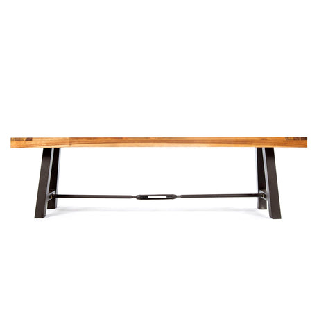 Outdoor Dining Bench, Patio Backless Bench - Teak / Black HouseOfZazla