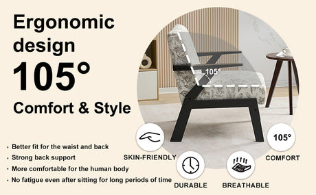 Mid-Century Modern Lounge Armchair - Seat Cushion (Beige + Grey) HouseOfZazla