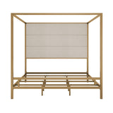 Canopy Bed With Tall Upholstered Headboard, 4 Poster Frame