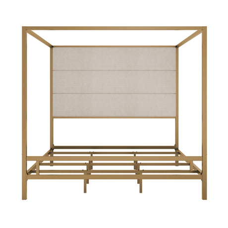 Canopy Bed With Tall Upholstered Headboard, 4 Poster Frame HouseOfZazla