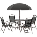 Outsunny - Patio Dining Set With Table Umbrella, Folding Chairs And Dining Table, Outdoor Patio Furniture Set HouseOfZazla