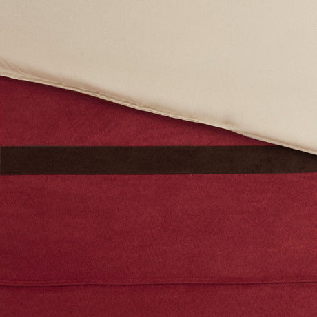 7 PC Pieced Faux Suede Comforter Set Red Cal King HouseOfZazla