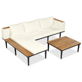 Luxury L-Shaped Acacia Wood Patio Furniture Set with Cushions