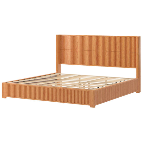 Solid Wood Platform Bed Frame with Headboard, King Size HouseOfZazla