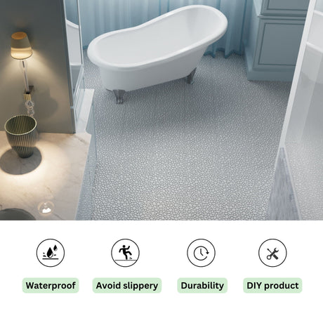 Interlocking Deck Tiles Plastic Waterproof Outdoor All Weather Anti-Slip Bathroom Shower Balcony Porch Strong Weight Capacity Upto 440 Lbs, Pebble Stone Pattern HouseOfZazla