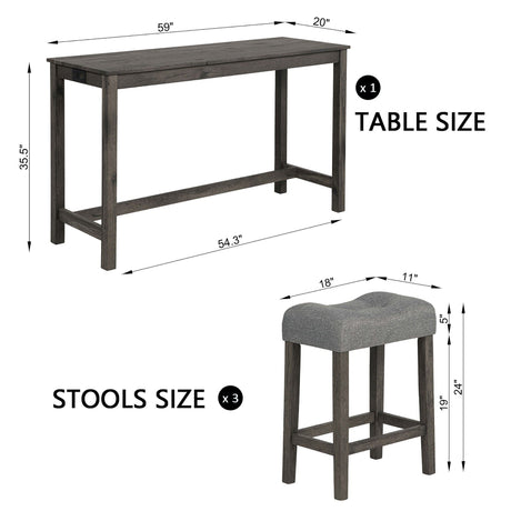 4 Piece Bar Table Set With Power Outlet, 3 Padded Stools HouseOfZazla
