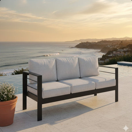 All-Weather Patio Sofa & Cushions, 3 Seat Outdoor Couch HouseOfZazla