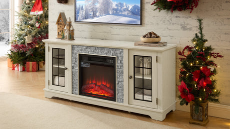 58" Modern TV Stand with Electric Fireplace and Storage HouseOfZazla