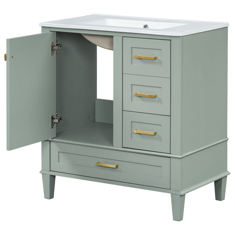 Bathroom Vanity, Modern Bathroom Cabinet With Sink Combo Set, Bathroom Storage Cabinet With A Soft Closing Door And 3 Drawers, Solid Wood Frame HouseOfZazla